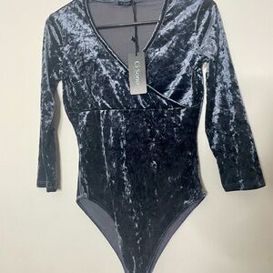 Ci Sono Charcoal Velvet Bodysuit Dark blue